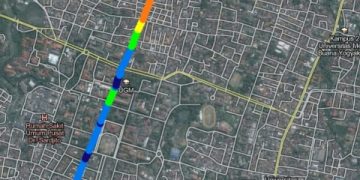 Rx Level tracking drive test signal Indosat dari Jogja Plaza Hotel - UGM - Jl. Kaliurang