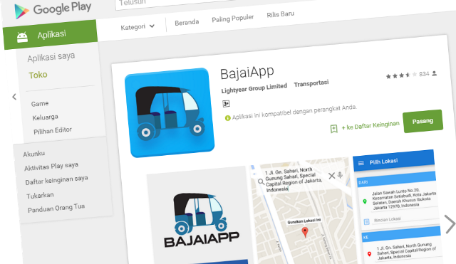 BajajApp, Aplikasi Pemesanan Bajaj Mobil