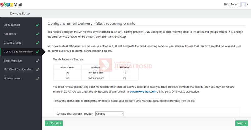 Configure Email Delivery - Start receiving emails